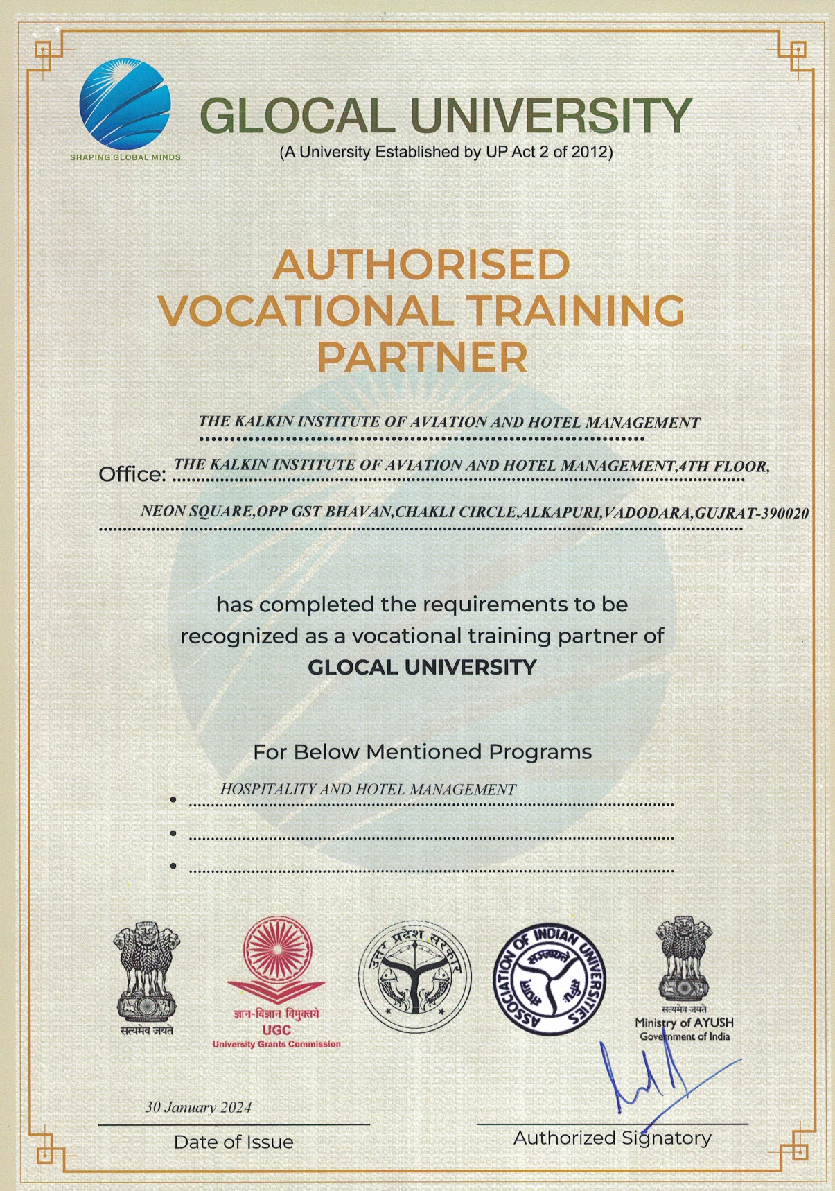 Glocal University Certificate 2024