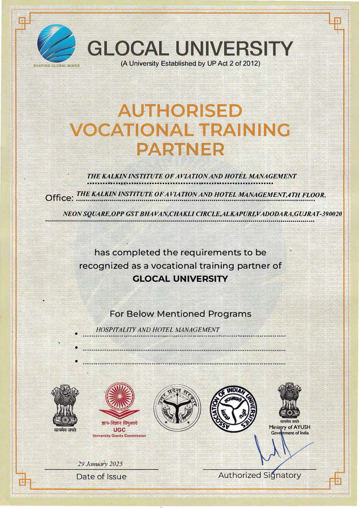 Glocal University Certificate 2024